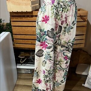 Floral Print Women's Pants linen